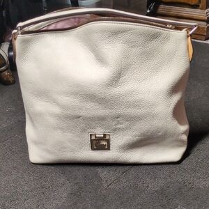 Dooney & Bourke Cream Shoulder Bag with Pebbled Finish